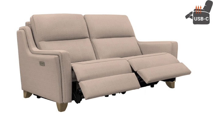 Parker Knoll Portland Large 2 Seat Recliner USB Heated Seats Lola Rose Vintage Oak Leg